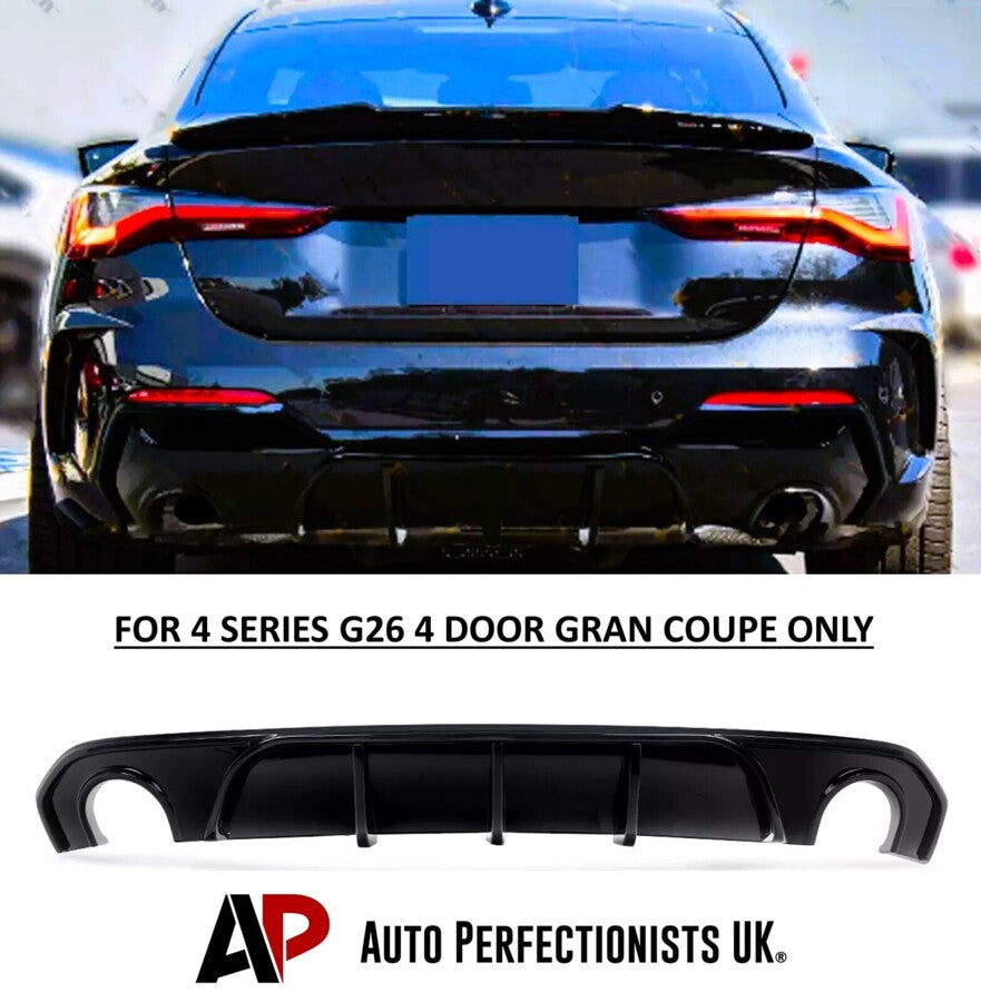 BMW 4 Series G26 4dr Gran Coupe Rear Diffuser 20-24 ABS Gloss Black