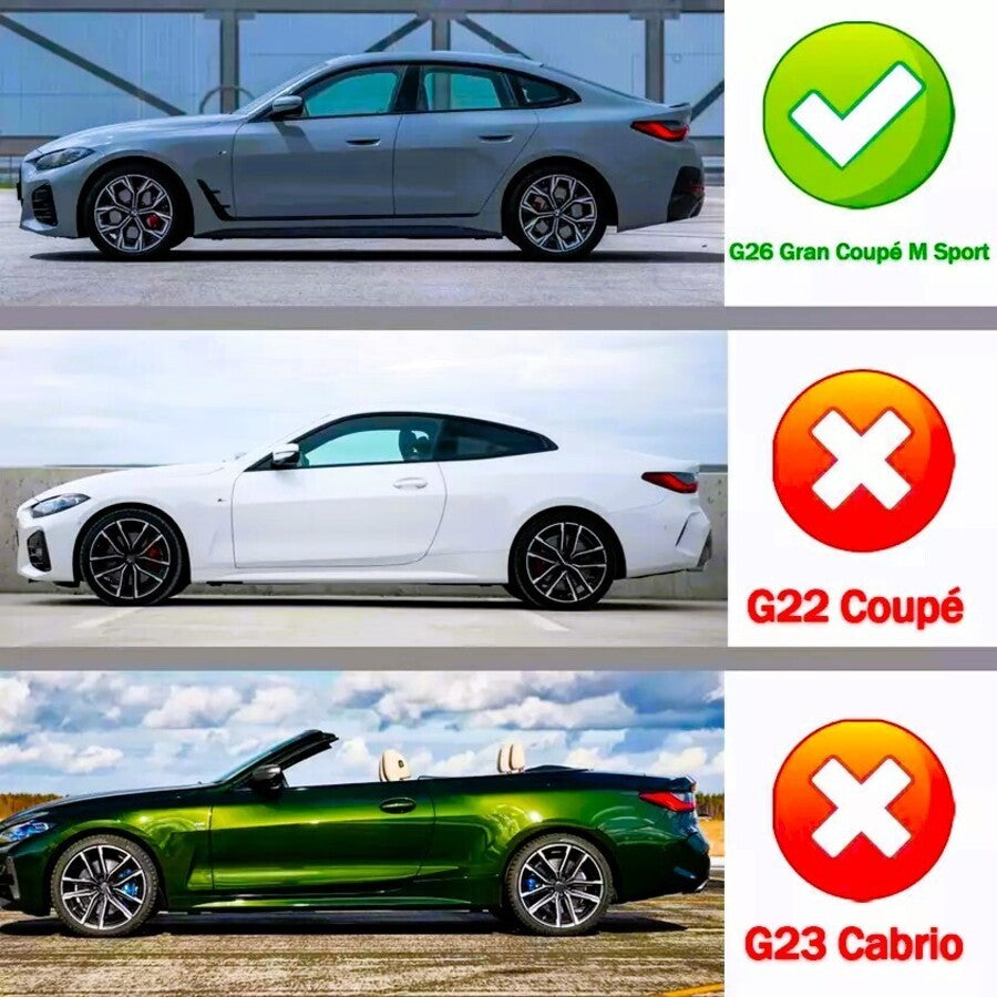 BMW 4 Series G26 4dr Gran Coupe Rear Diffuser 20-24 ABS Gloss Black