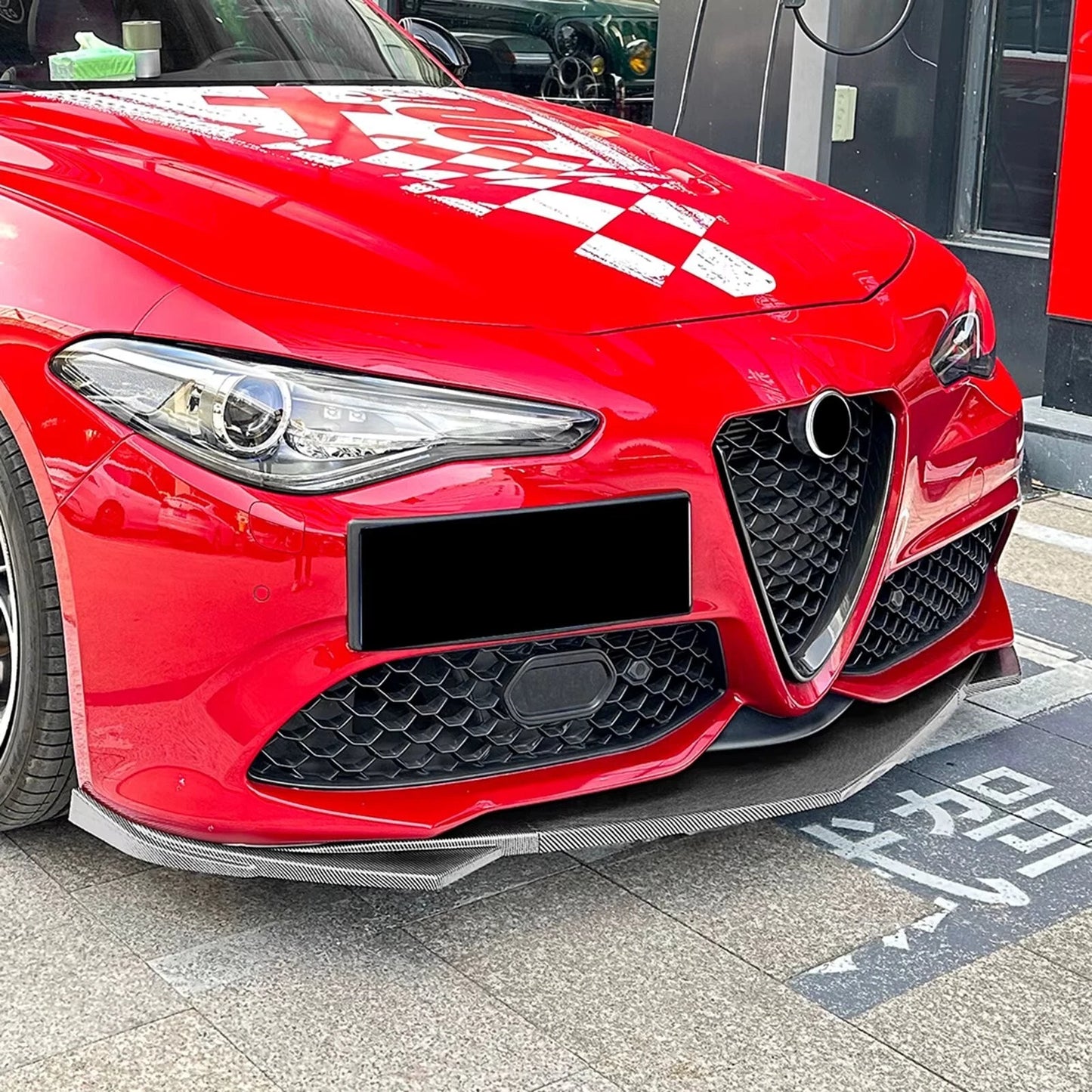 Alfa Romeo Giulia 952 Gloss Black Front Splitter Spoiler Lip 2015-24