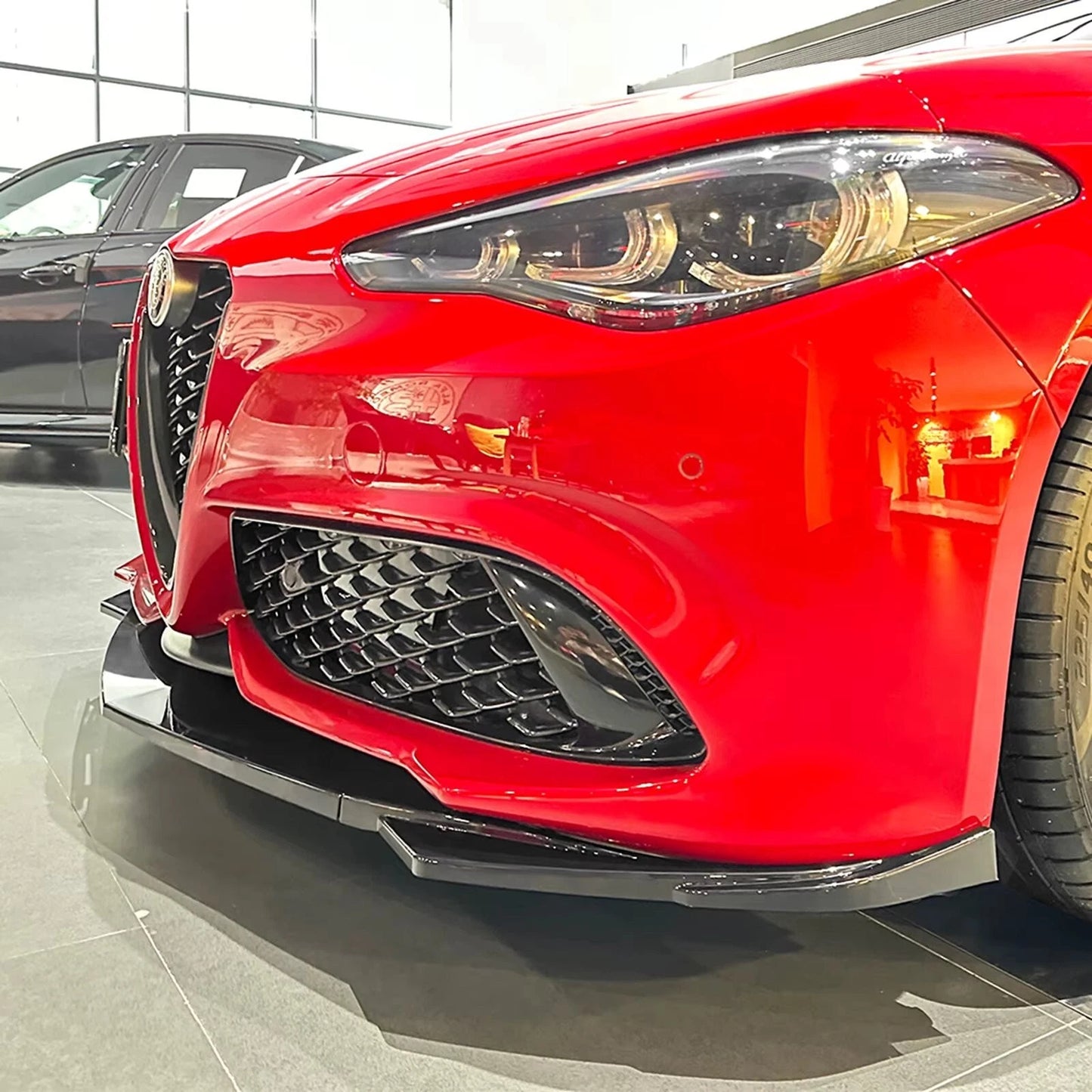 Alfa Romeo Giulia 952 Gloss Black Front Splitter Spoiler Lip 2015-24
