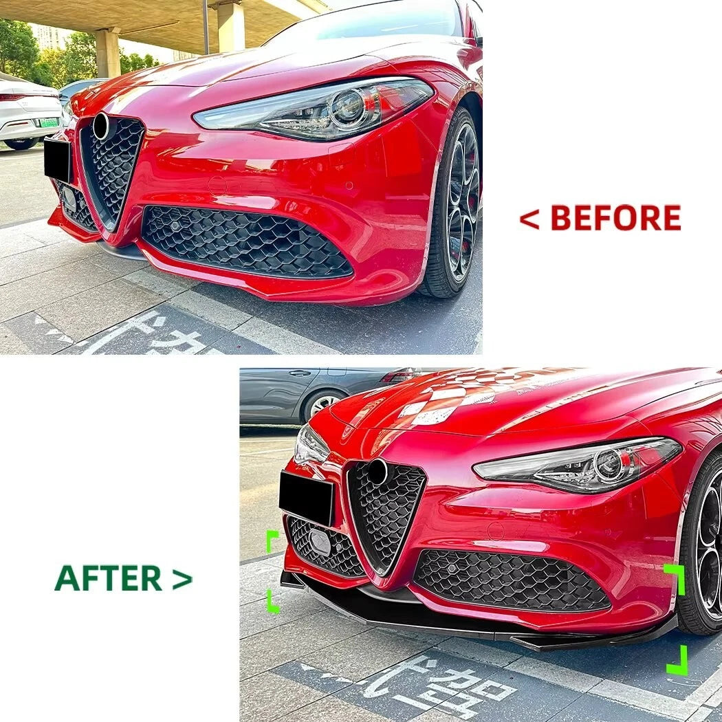 Alfa Romeo Giulia 952 Gloss Black Front Splitter Spoiler Lip 2015-24