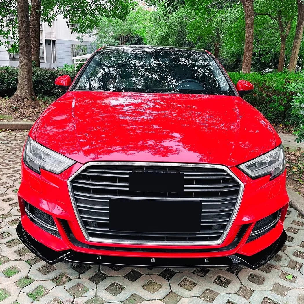 Audi A3 S3 S Line 8V Gloss Black Front Splitter Spoiler Lip 2017-20