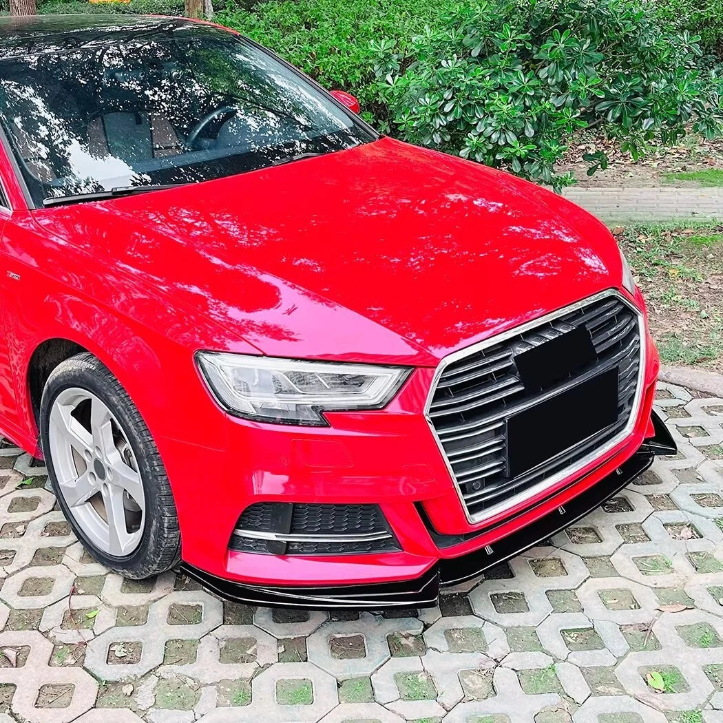 Audi A3 S3 S Line 8V Gloss Black Front Splitter Spoiler Lip 2017-20