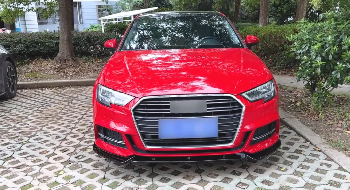 Audi A3 S3 S Line 8V Gloss Black Front Splitter Spoiler Lip 2017-20