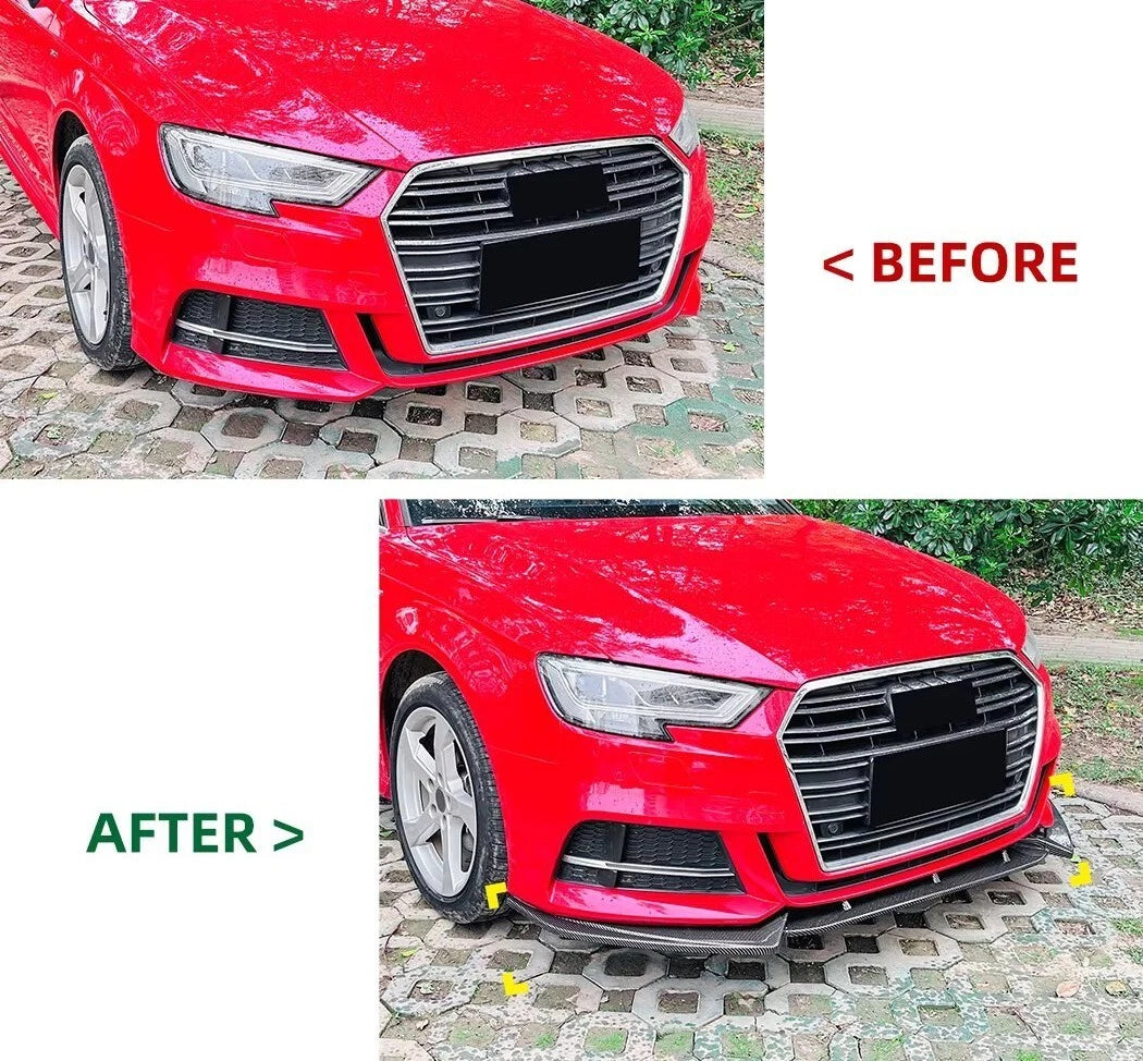 Audi A3 S3 S Line 8V Gloss Black Front Splitter Spoiler Lip 2017-20