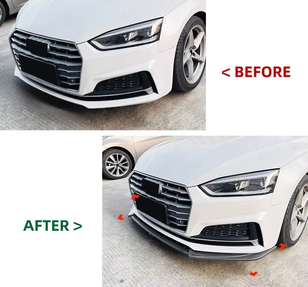 Audi A5 S5 S Line B9 Gloss Black Front Splitter Spoiler Lip 2016-2021