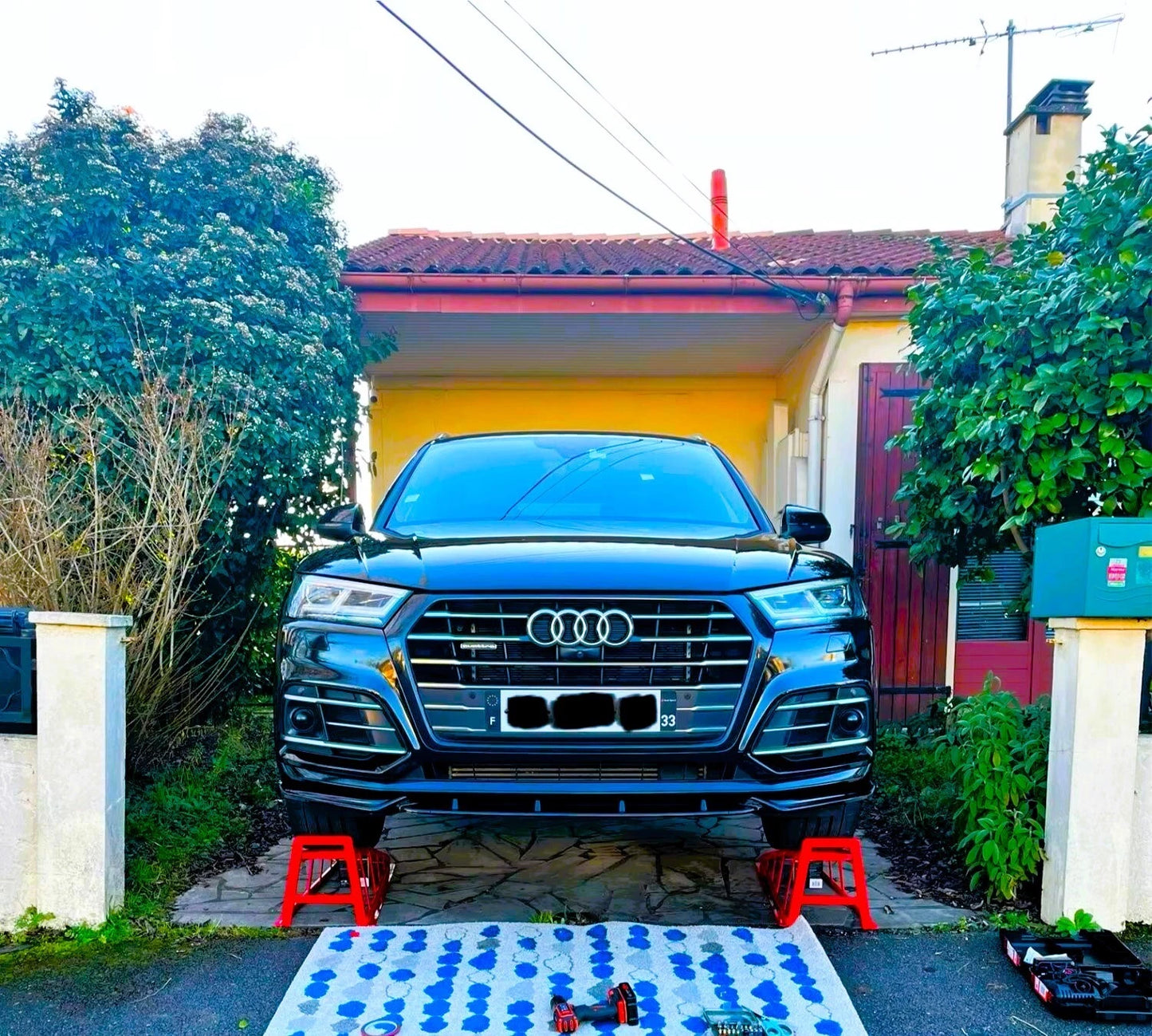 Audi Q5 SQ5 S Line FY Gloss Black Front Splitter Spoiler Aero 18-20