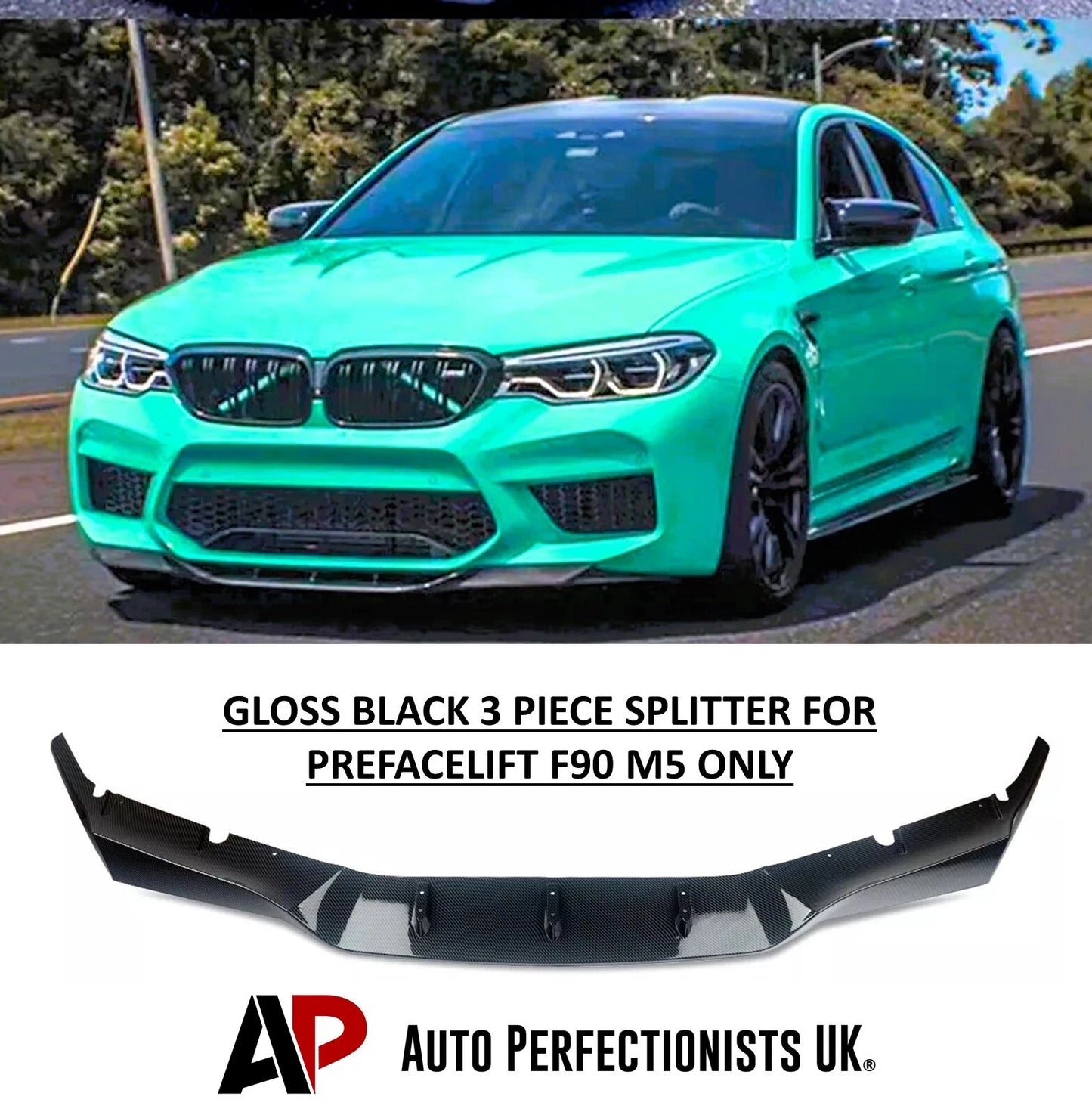 BMW M5 F90 PRE-LCI Gloss Black Front Splitter Spoiler Lip 2017-20