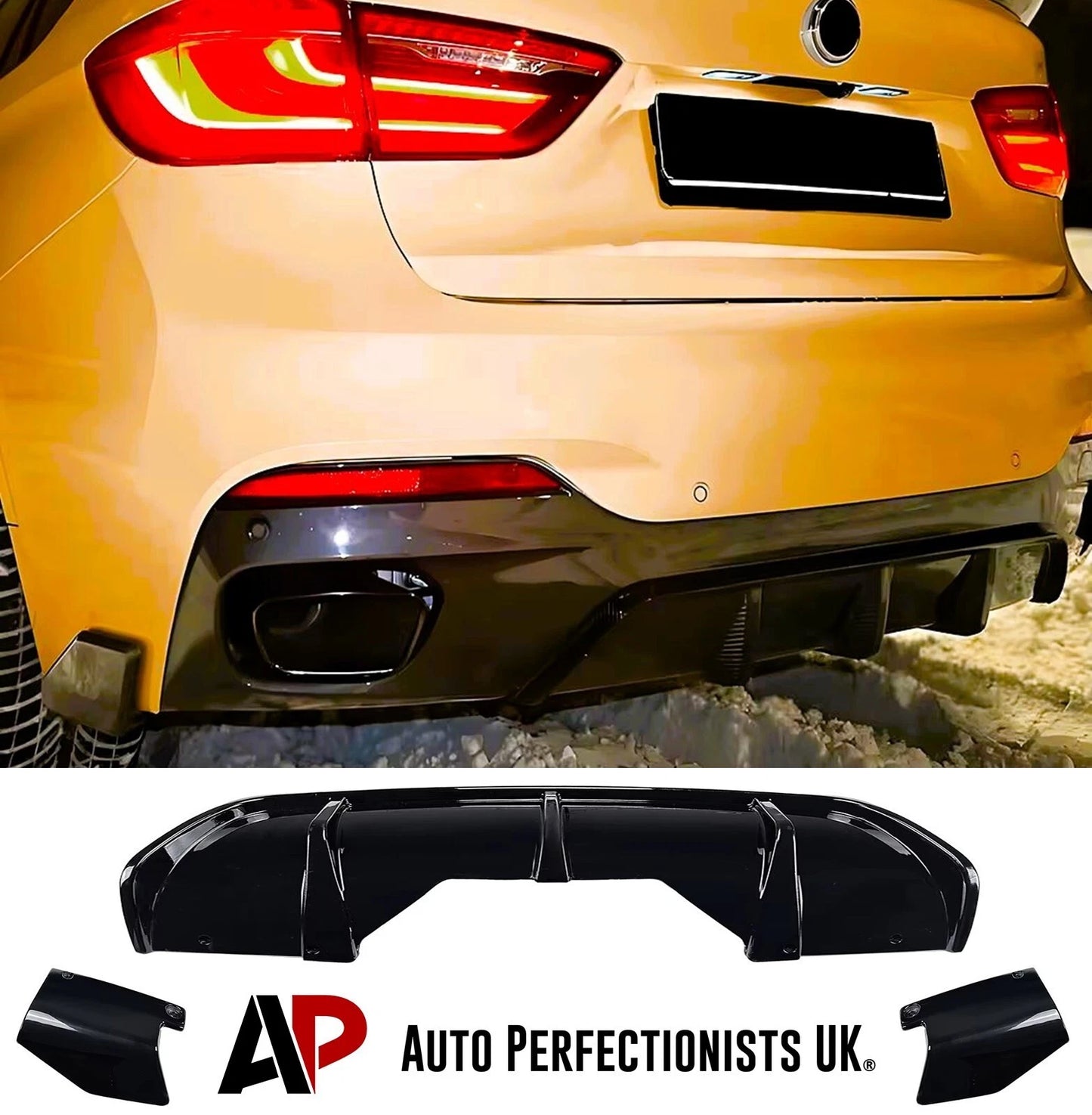 BMW X6 F16 Gloss Black Rear Diffuser Bumper + Side Spats M Sport kit