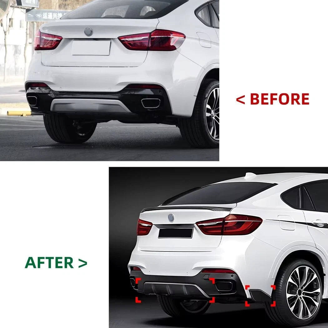 BMW X6 F16 Gloss Black Rear Diffuser Bumper + Side Spats M Sport kit