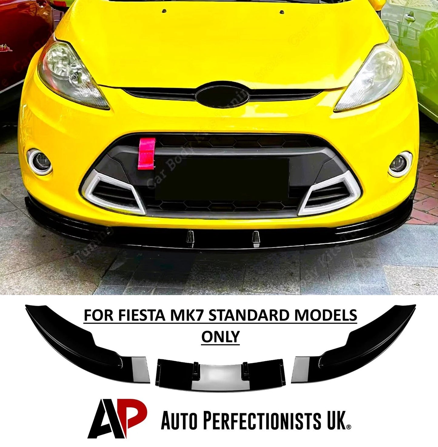 Ford Fiesta MK7 Gloss Black Front Splitter Spoiler Lip Wing 2012-2017