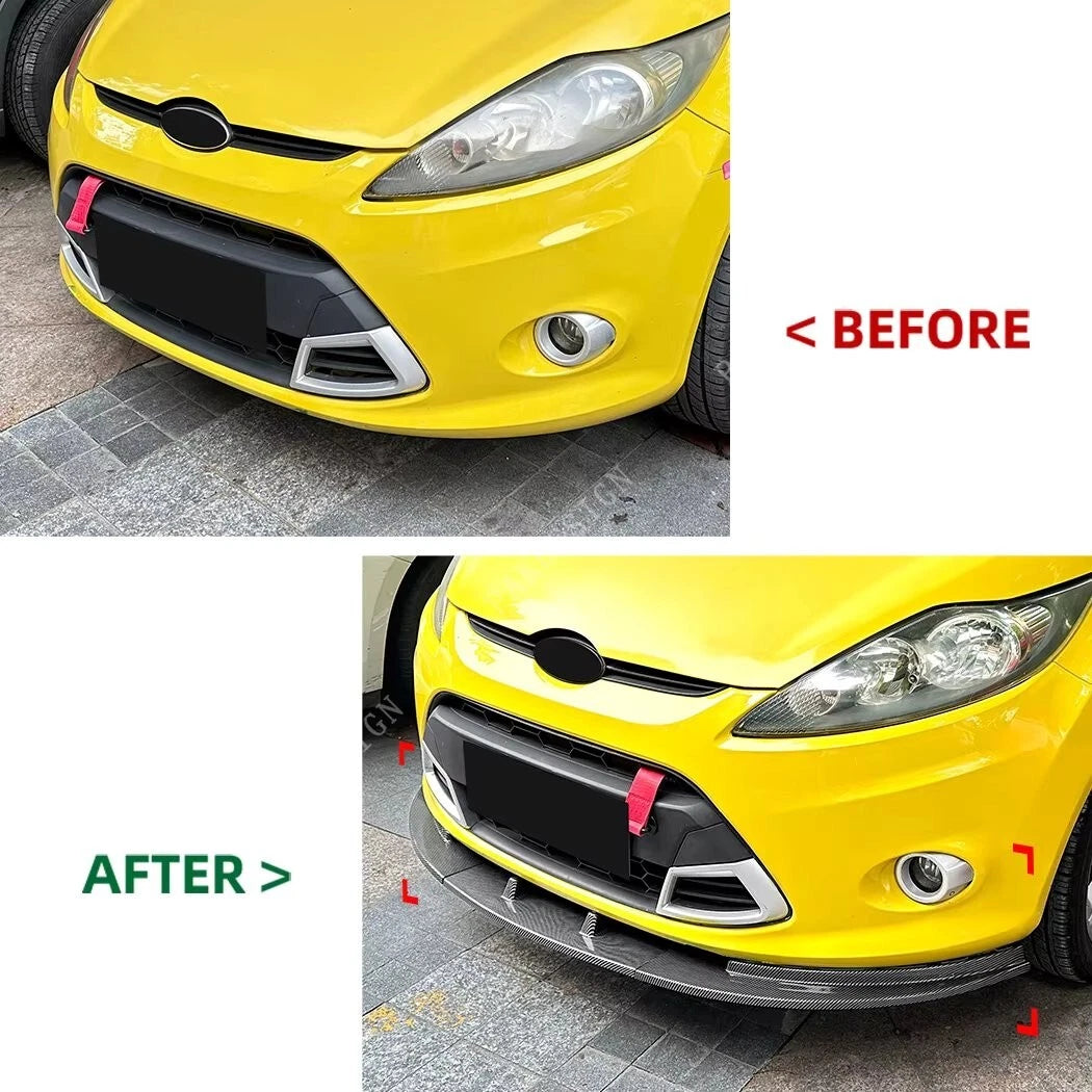 Ford Fiesta MK7 Gloss Black Front Splitter Spoiler Lip Wing 2012-2017