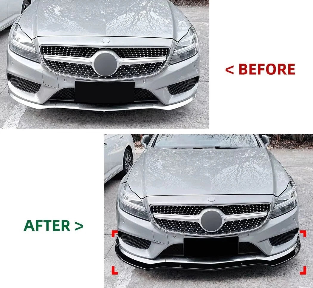 Mercedes CLS W218 FACELIFT AMG Line Gloss Black Front Splitter 14-17