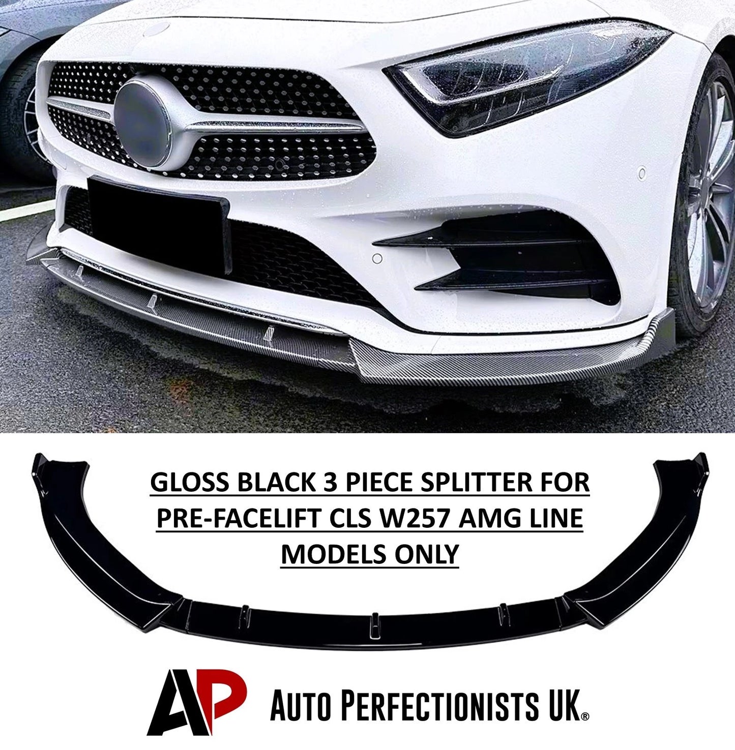 Mercedes CLS Class W257 AMG Line Gloss Black Front Splitter 2018-23
