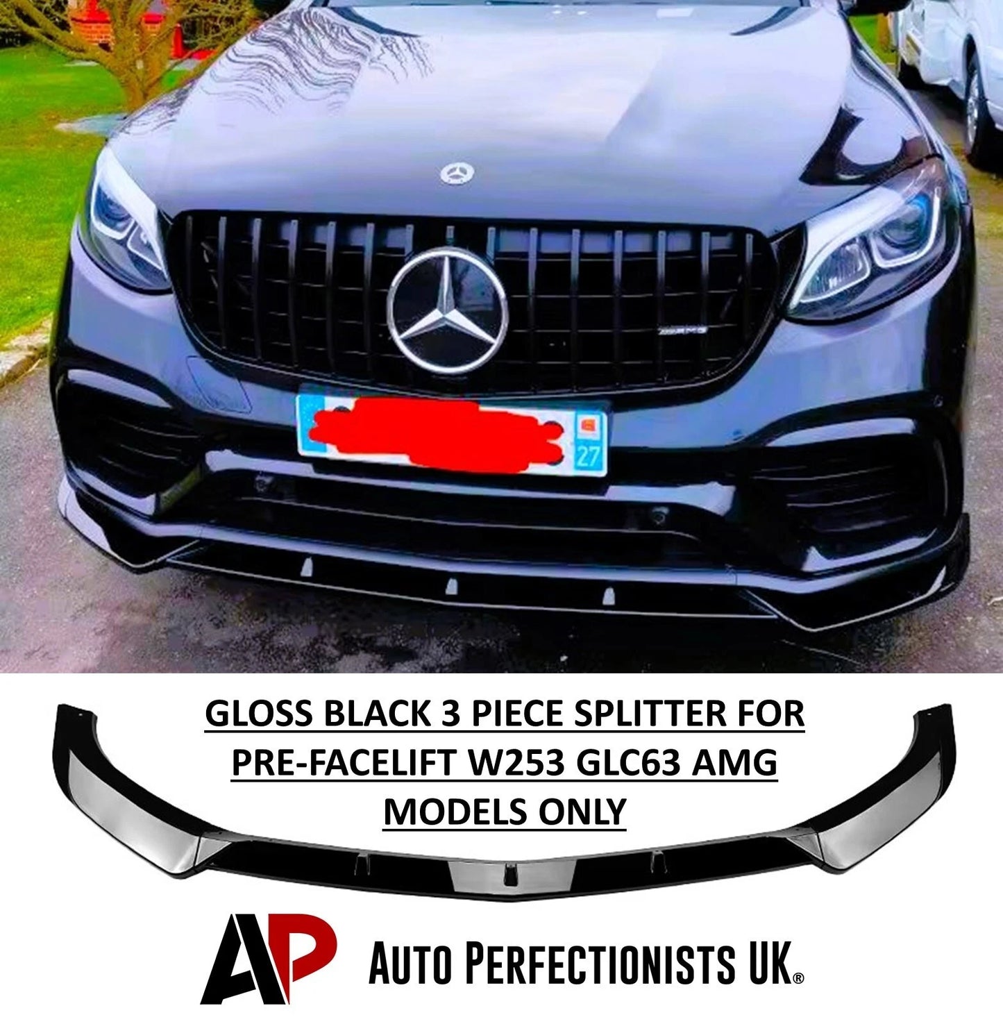Mercedes GLC63 AMG W253 PRE-FACELIFT Gloss Black Front Splitter