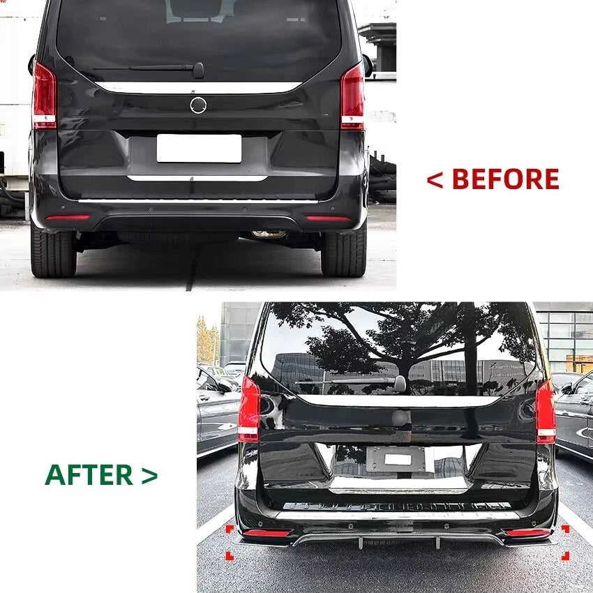 Mercedes V Class Viano Vito W447 MK3 Gloss Black Rear Valance Diffuser