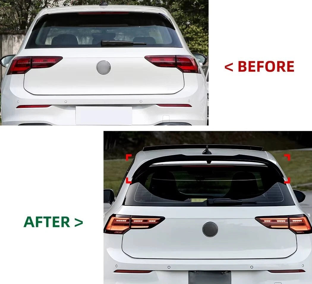 VW Golf MK8 R GTD GTI Clubsport Add On Gloss Black Rear Roof Spoiler