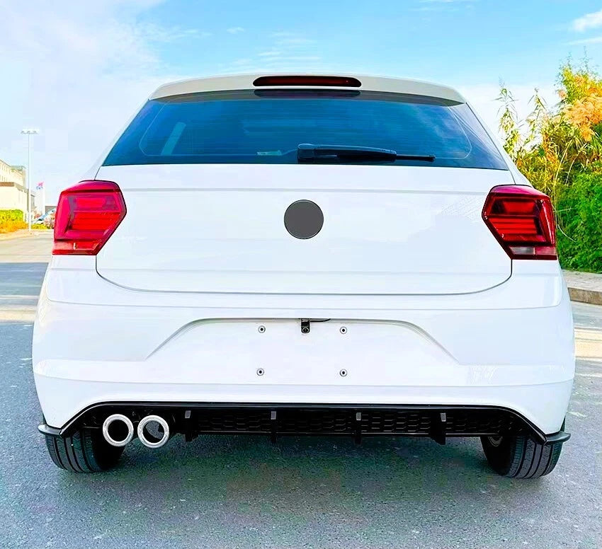 VW Polo MK6 'GTI Style' Rear Gloss Black Valance Diffuser Lip 2017-21
