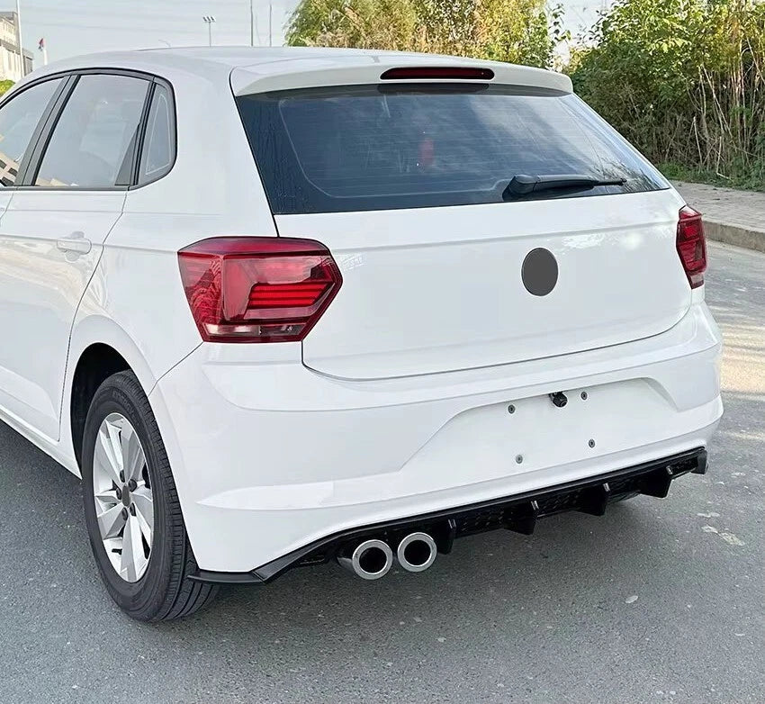 VW Polo MK6 'GTI Style' Rear Gloss Black Valance Diffuser Lip 2017-21