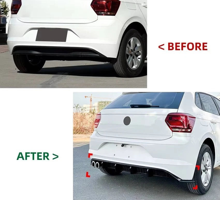 VW Polo MK6 'GTI Style' Rear Gloss Black Valance Diffuser Lip 2017-21