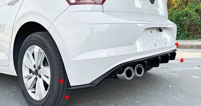 VW Polo MK6 'GTI Style' Rear Gloss Black Valance Diffuser Lip 2017-21