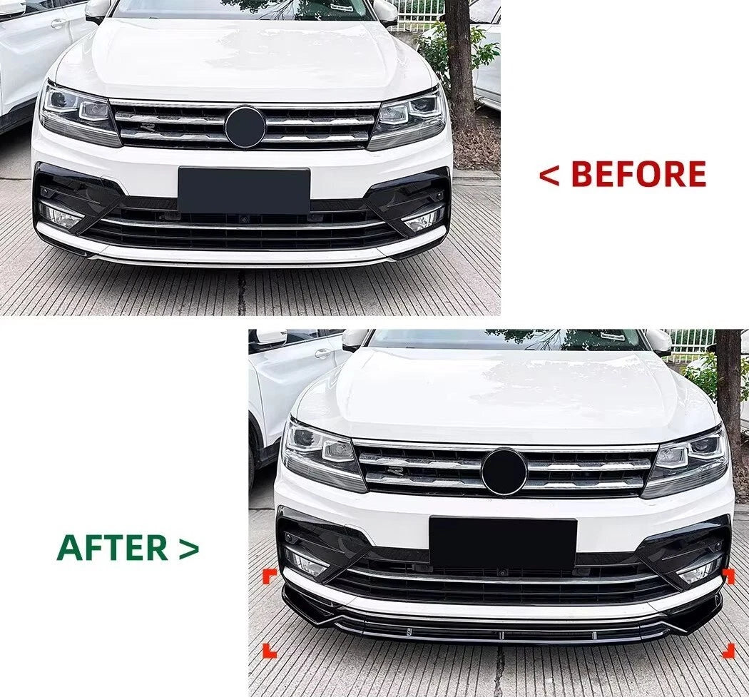 VW Tiguan R Line MK2 PRE-FACELIFT Gloss Black Front Splitter Spoiler