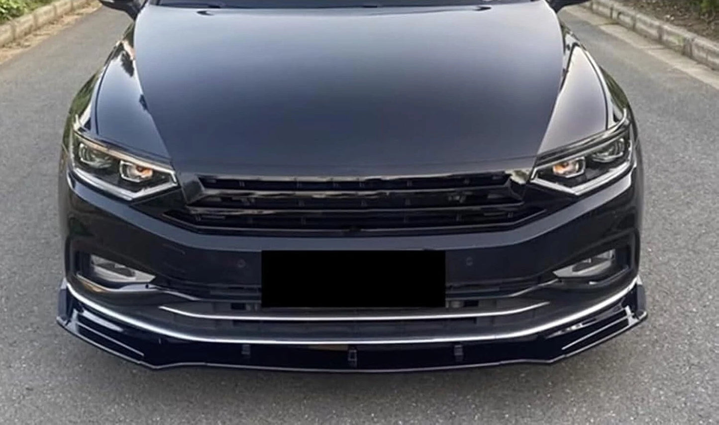 VW Passat Gloss Black Front Splitter Spoiler Lip Aero Extension 14-19