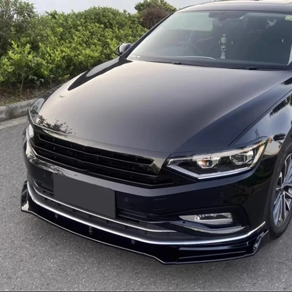 VW Passat Gloss Black Front Splitter Spoiler Lip Aero Extension 14-19