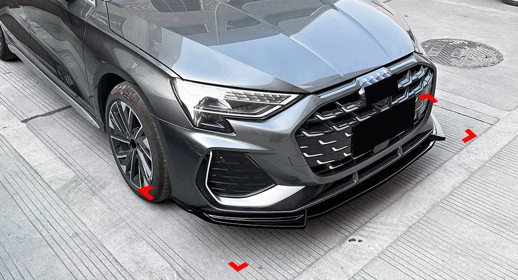 Audi A3 S3 S Line 8Y FACELIFT Gloss Black Front Splitter Spoiler Lip Kit 2024+