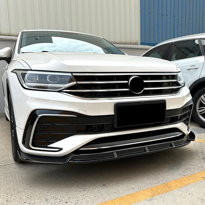 VW Tiguan R Line MK2 FACELIFT Gloss Black Front Splitter Spoiler Lip Kit 2021-23