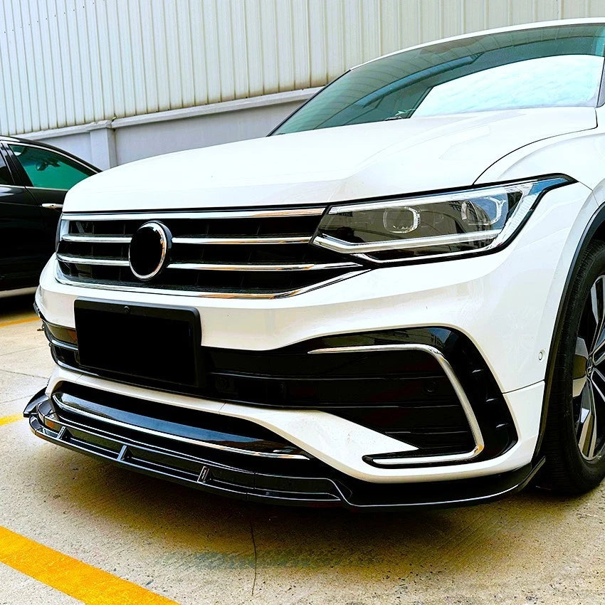 VW Tiguan R Line MK2 FACELIFT Gloss Black Front Splitter Spoiler Lip Kit 2021-23