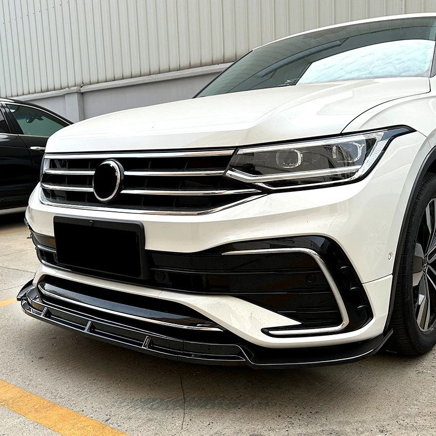VW Tiguan R Line MK2 FACELIFT Gloss Black Front Splitter Spoiler Lip Kit 2021-23
