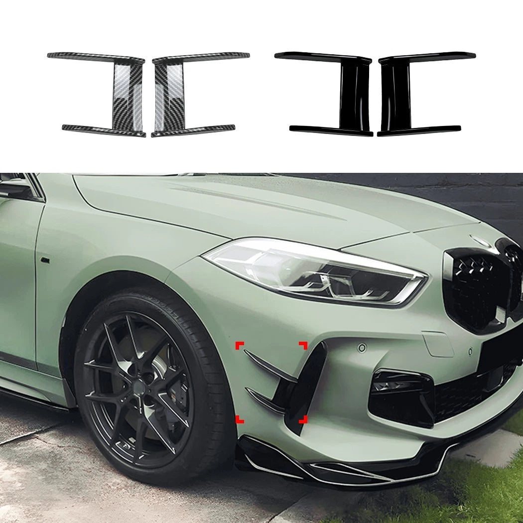 BMW 1 Series F40 MP Style Gloss Black Front Bumper Canard Aero Side Flick Blades