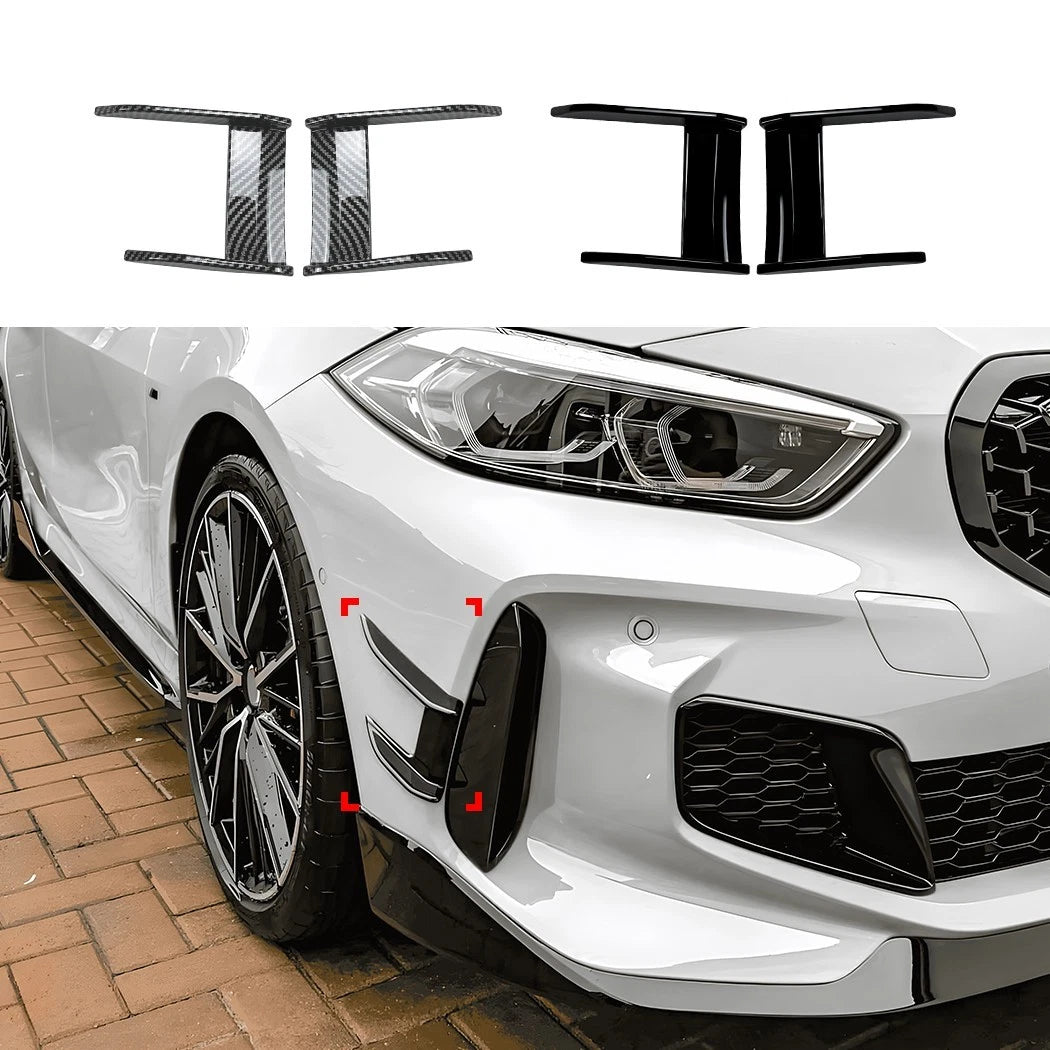 BMW 1 Series F40 MP Style Gloss Black Front Bumper Canard Aero Side Flick Blades