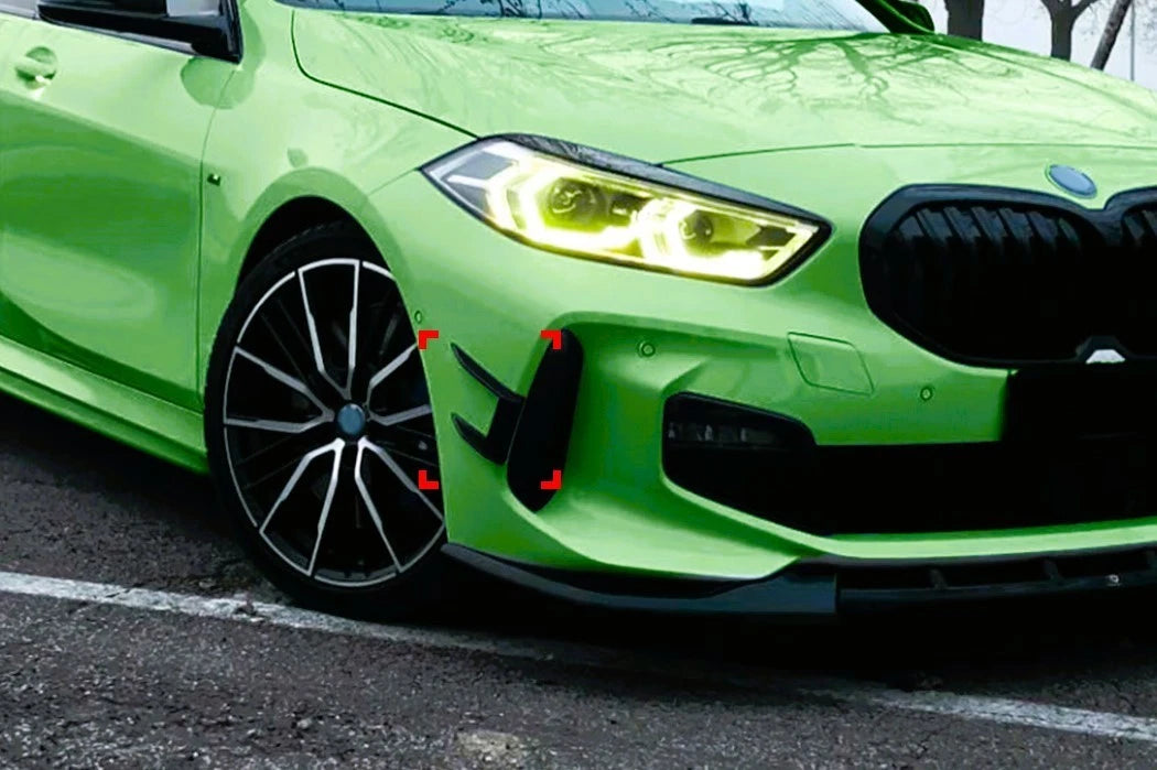 BMW 1 Series F40 MP Style Gloss Black Front Bumper Canard Aero Side Flick Blades