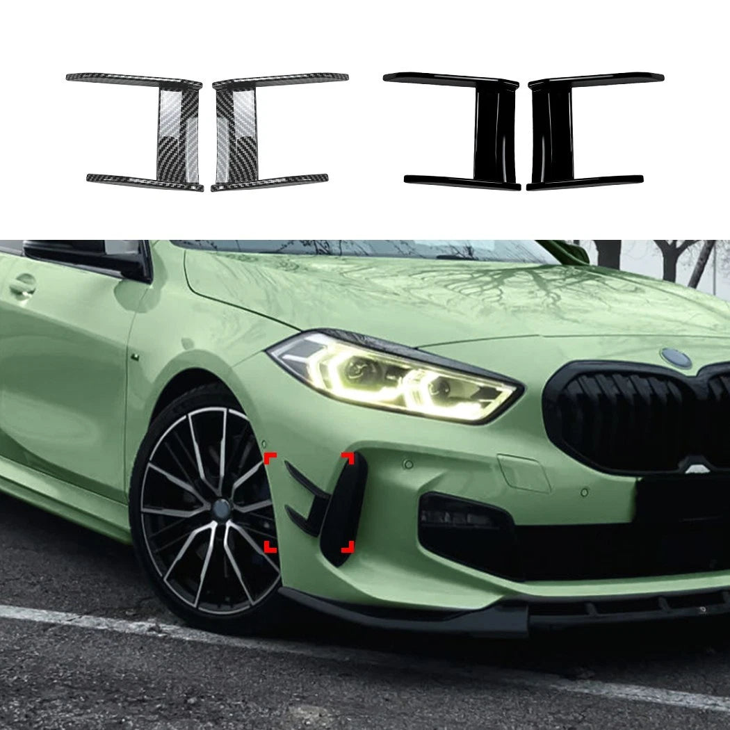 BMW 1 Series F40 MP Style Gloss Black Front Bumper Canard Aero Side Flick Blades