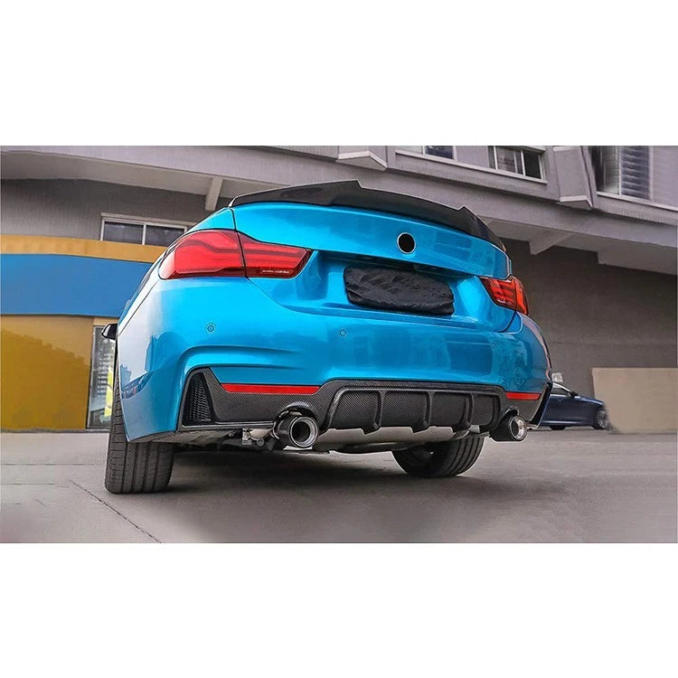 BMW 4 Series F32 F33 F36 M Sport Gloss Black Rear Diffuser Lip Valance Dual Exit