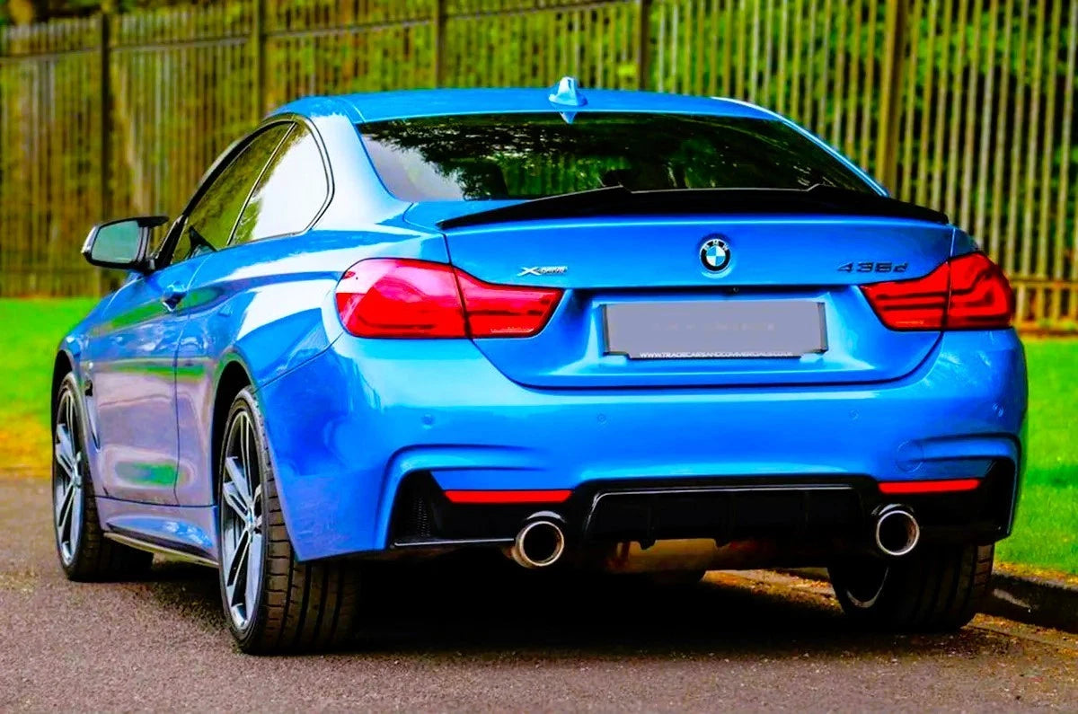 BMW 4 Series F32 F33 F36 M Sport Gloss Black Rear Diffuser Lip Valance Dual Exit