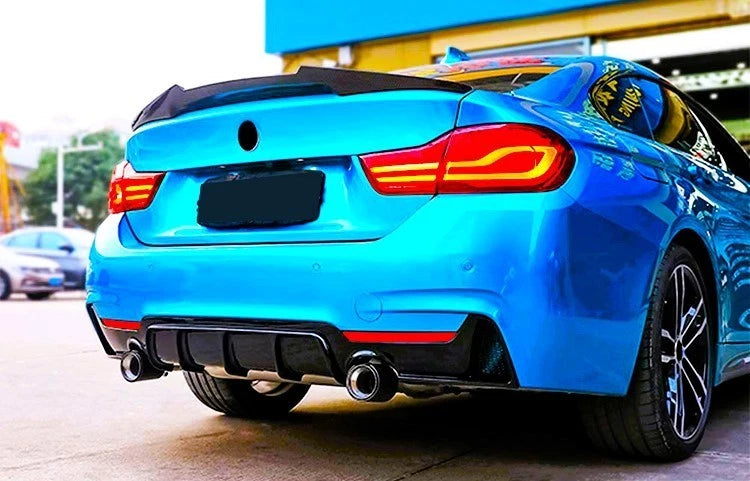 BMW 4 Series F32 F33 F36 M Sport Gloss Black Rear Diffuser Lip Valance Dual Exit