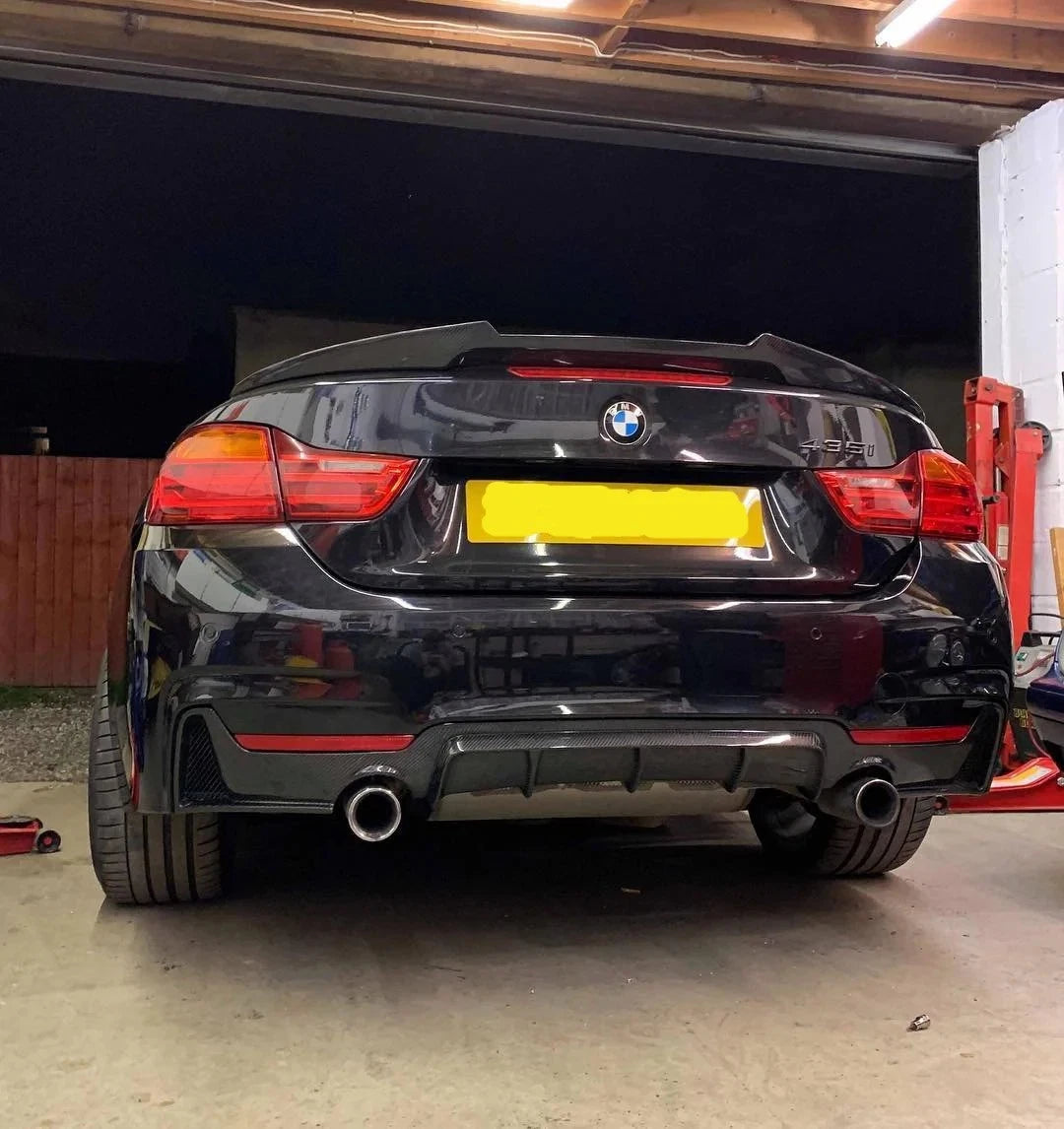 BMW 4 Series F32 F33 F36 M Sport Gloss Black Rear Diffuser Lip Valance Dual Exit