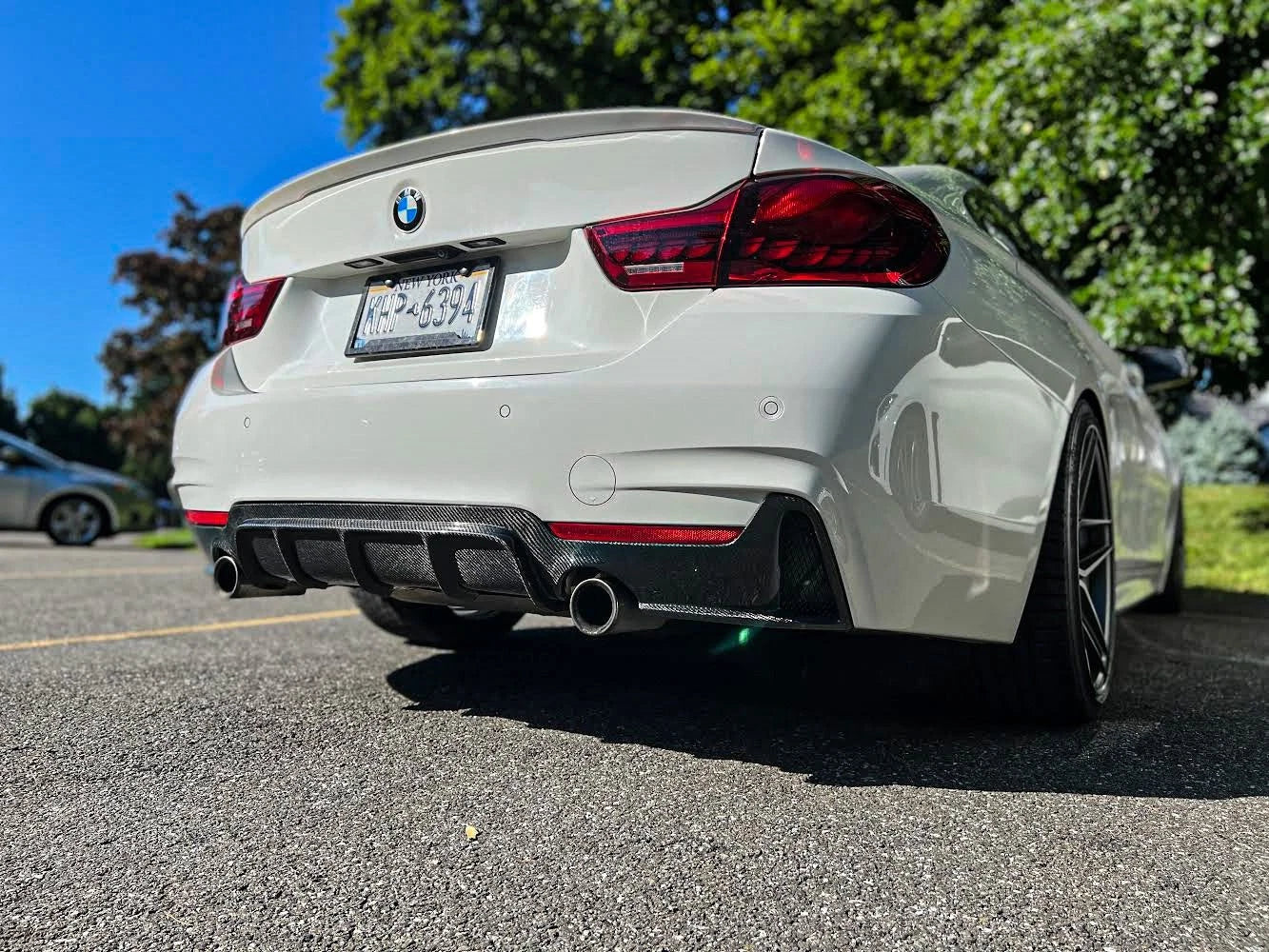 BMW 4 Series F32 F33 F36 M Sport Gloss Black Rear Diffuser Lip Valance Dual Exit