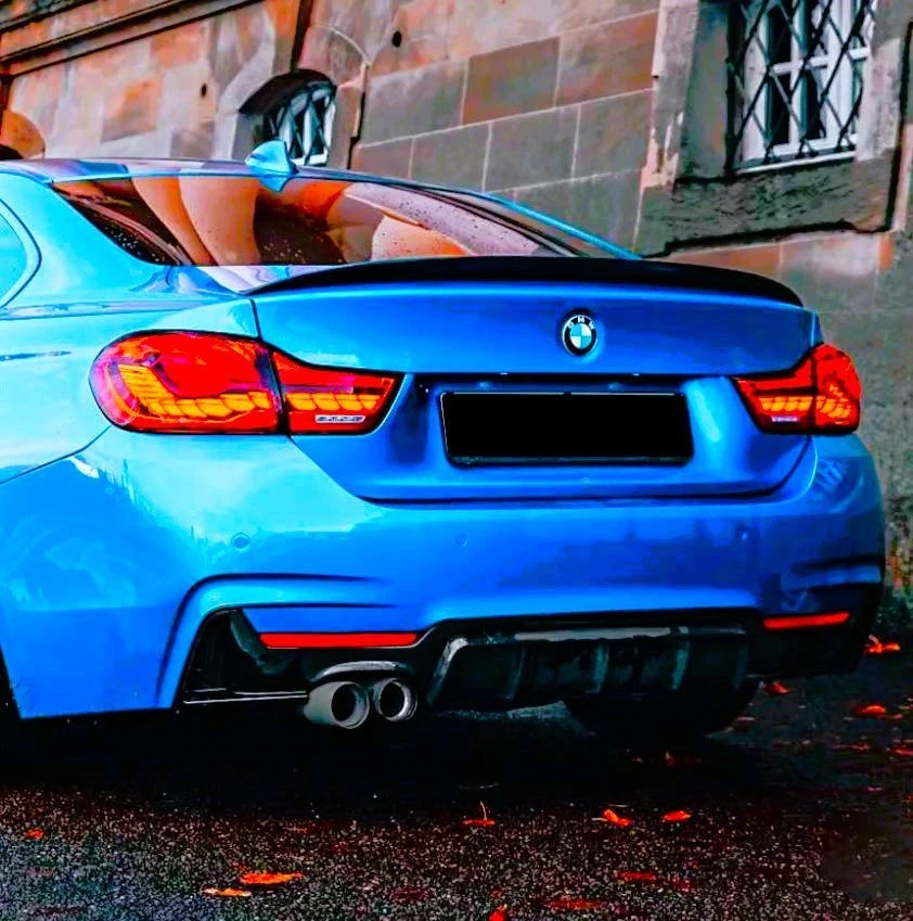 BMW 4 Series F32 F33 F36 M Sport Gloss Black Rear Diffuser Lip Valance Twin Exit