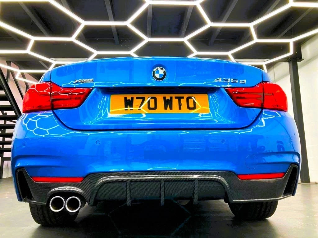 BMW 4 Series F32 F33 F36 M Sport Gloss Black Rear Diffuser Lip Valance Twin Exit