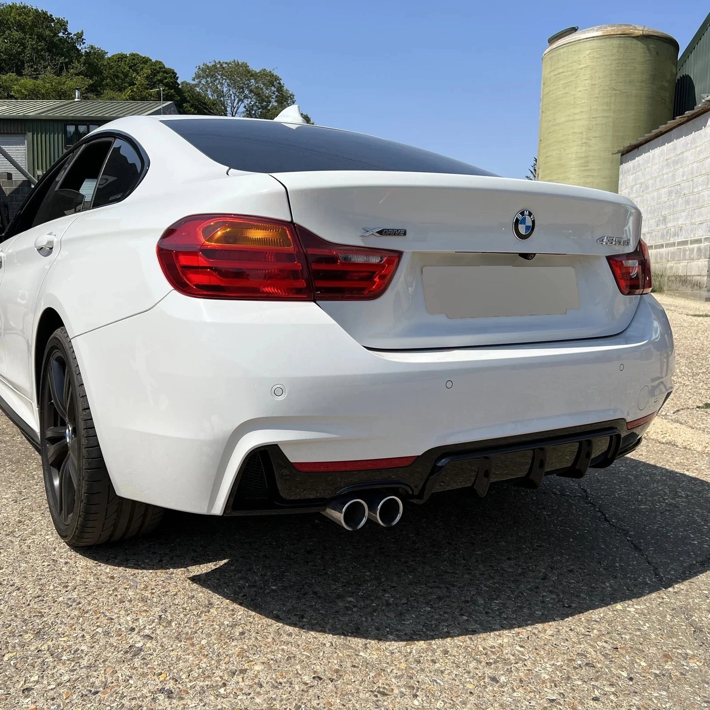 BMW 4 Series F32 F33 F36 M Sport Gloss Black Rear Diffuser Lip Valance Twin Exit