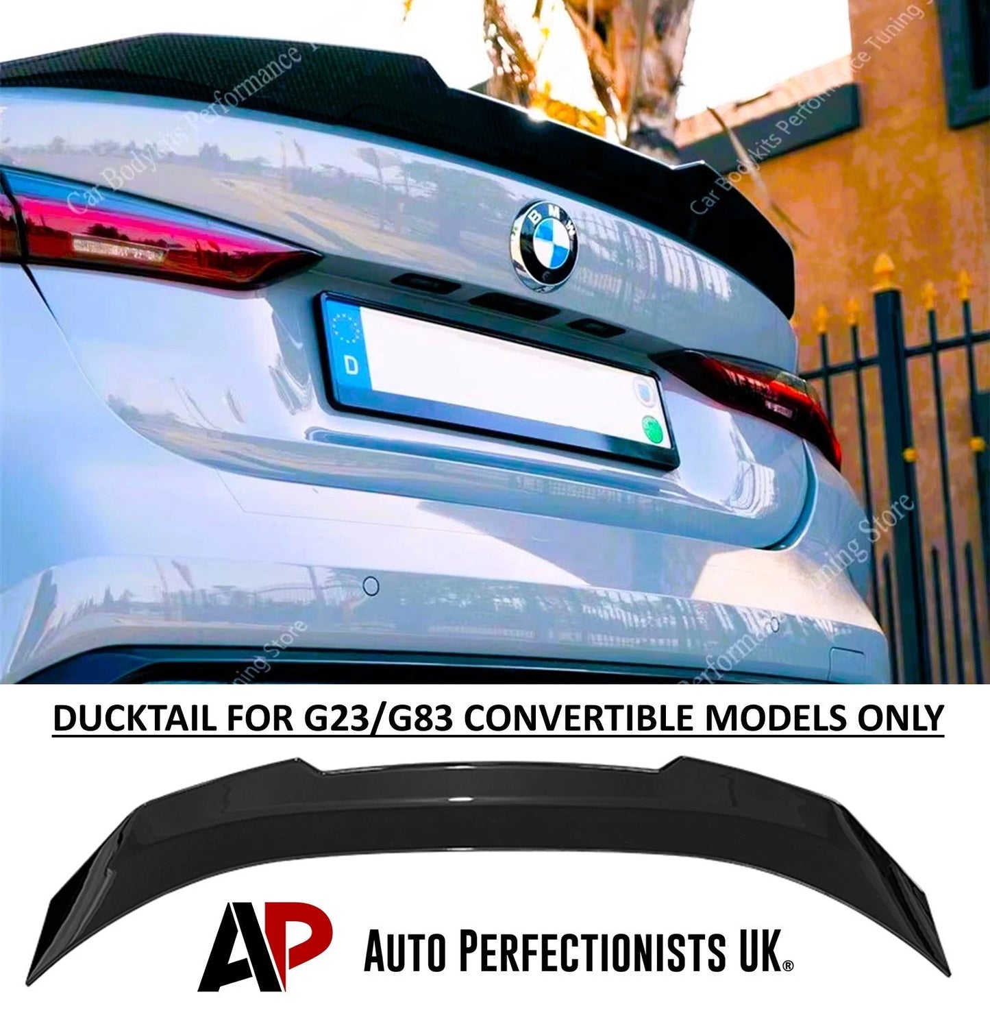 BMW 4 Series Convertible G23 G83 Gloss Black Rear High Kick PSM Ducktail Spoiler