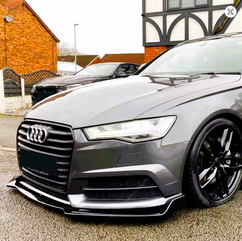 Audi A6 S6 S Line C7 PREFACELIFT Gloss Black Front Splitter Spoiler Lip 2013-15