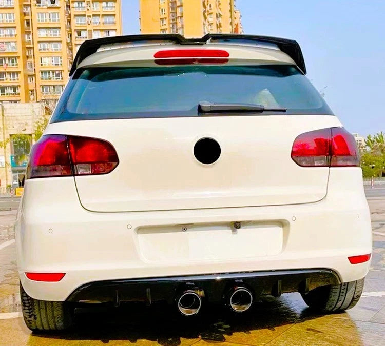 VW Golf R20 Style MK6 Gloss Black Rear Diffuser Lip Valance Spoiler Splitter Kit