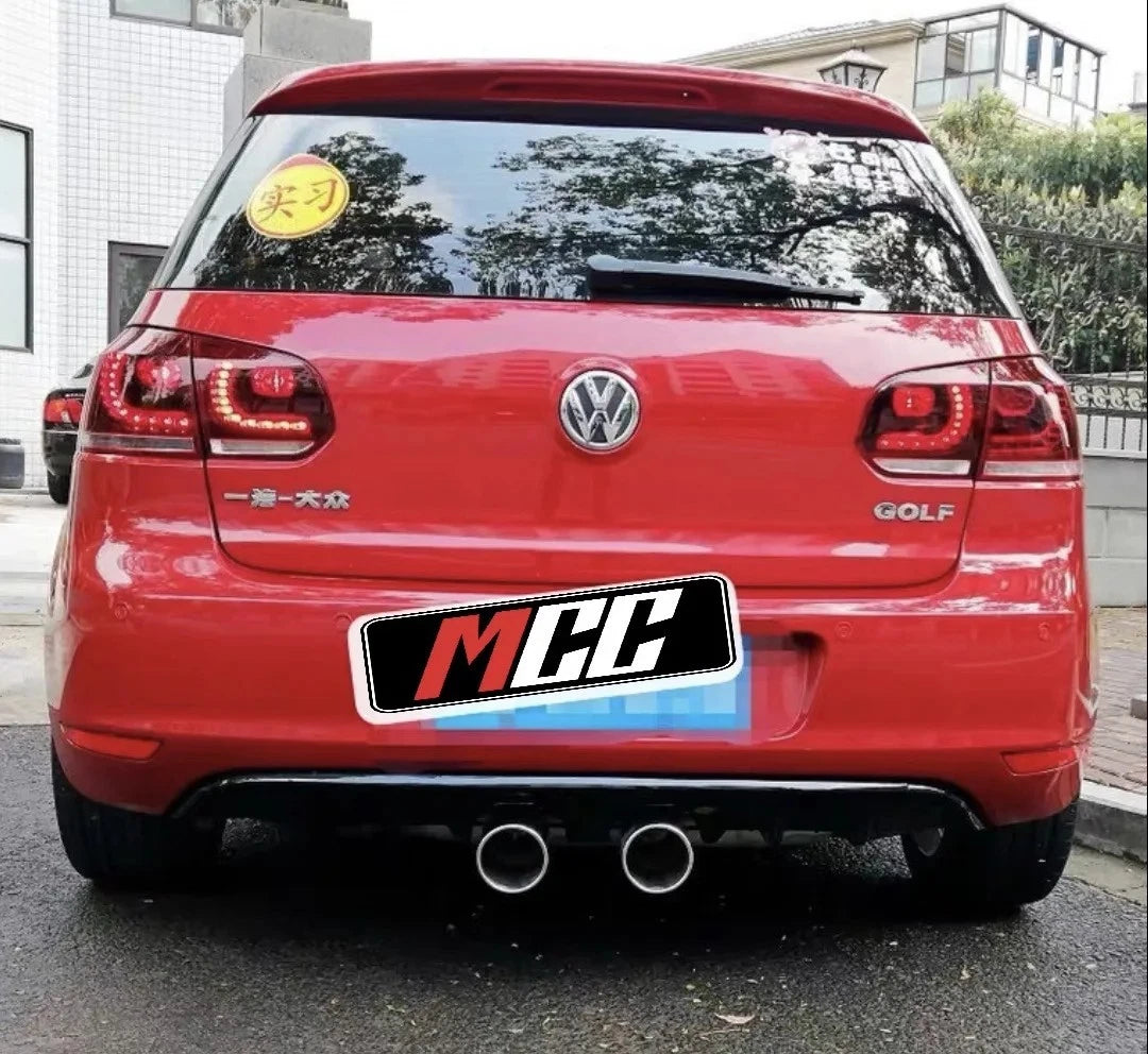 VW Golf R20 Style MK6 Gloss Black Rear Diffuser Lip Valance Spoiler Splitter Kit