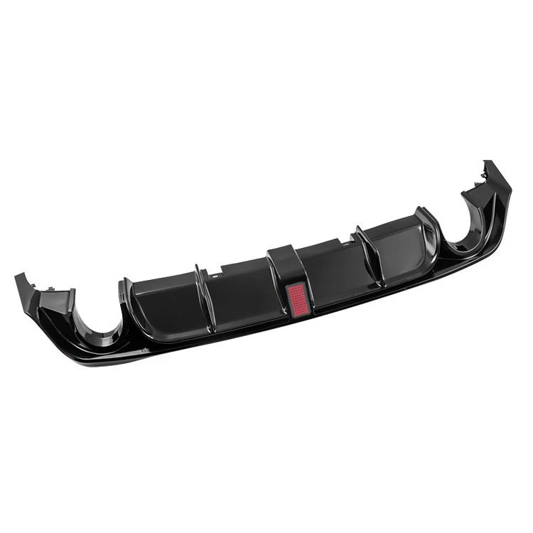 VW Golf MK8 GTI GTD GTE Rear Gloss Black Valance Diffuser Lip Spoiler Kit W/LED