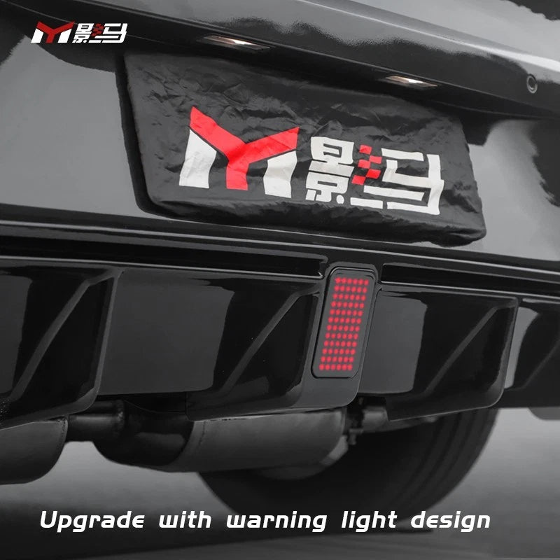 VW Golf MK8 GTI GTD GTE Rear Gloss Black Valance Diffuser Lip Spoiler Kit W/LED